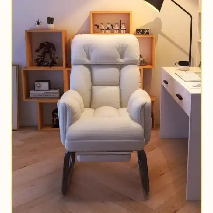 Fauteuil ergonomique pour salonChaise d'ordinateur de bureau multifonctionnelle pour la maison ; Chaise assise confortable, chaise à dossier arqué pour dortoir familial 4