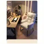 Fauteuil ergonomique pour salonChaise d'ordinateur de bureau multifonctionnelle pour la maison ; Chaise assise confortable, chaise à dossier arqué pour dortoir familial 2